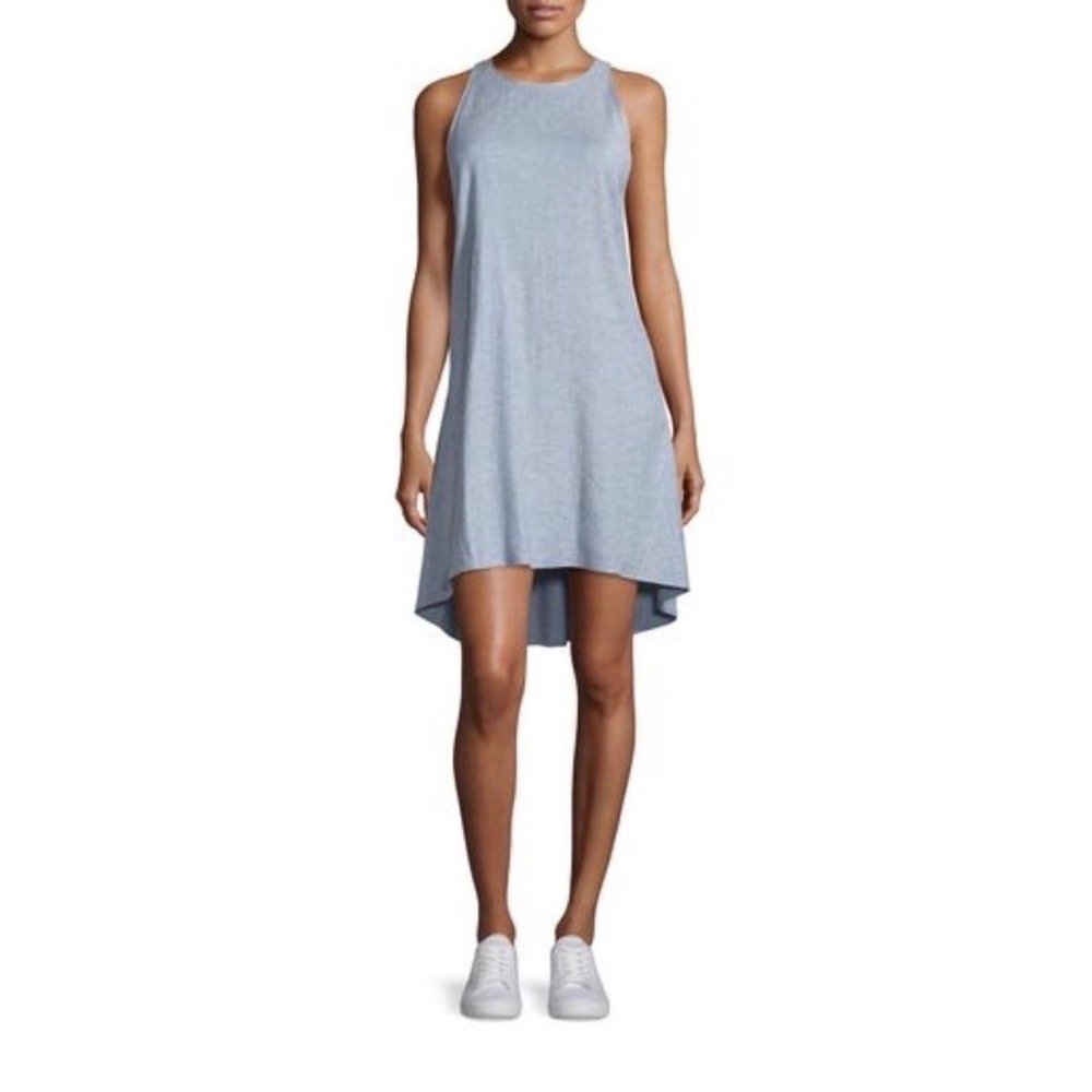 Theory Adlerdale Sleeveless Shift Dress Tierra Blue Chambray Linen Blend Shift 0